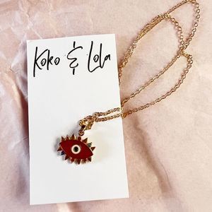 Dani Red Crystal Enamel Eye Pendant Necklace